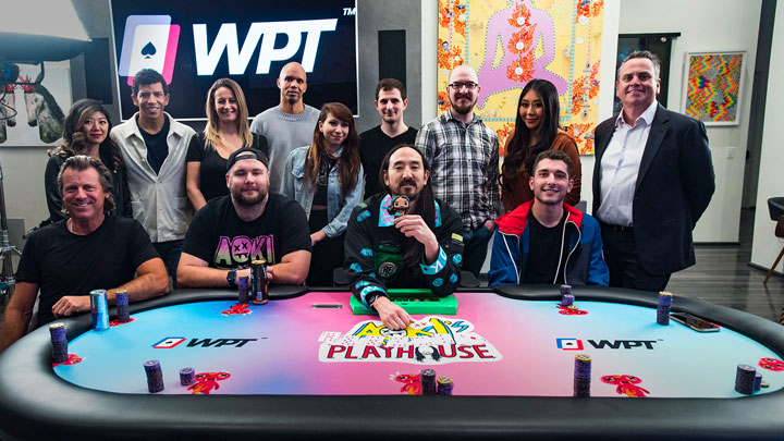 Photo of poker players at Steve Aoki's poker table at his Las Vegas Playhouse