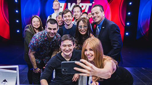 Lynn Gilmartin, Matt Savage, and Stephen Song with family and friends