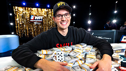 Aaron Johnson celebrating his WPT® Prime Championship victory at Wynn Las Vegas December 2025