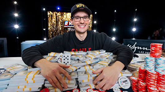 Aaron Johnson celebrating his WPT® Prime Championship victory at Wynn Las Vegas December 2025